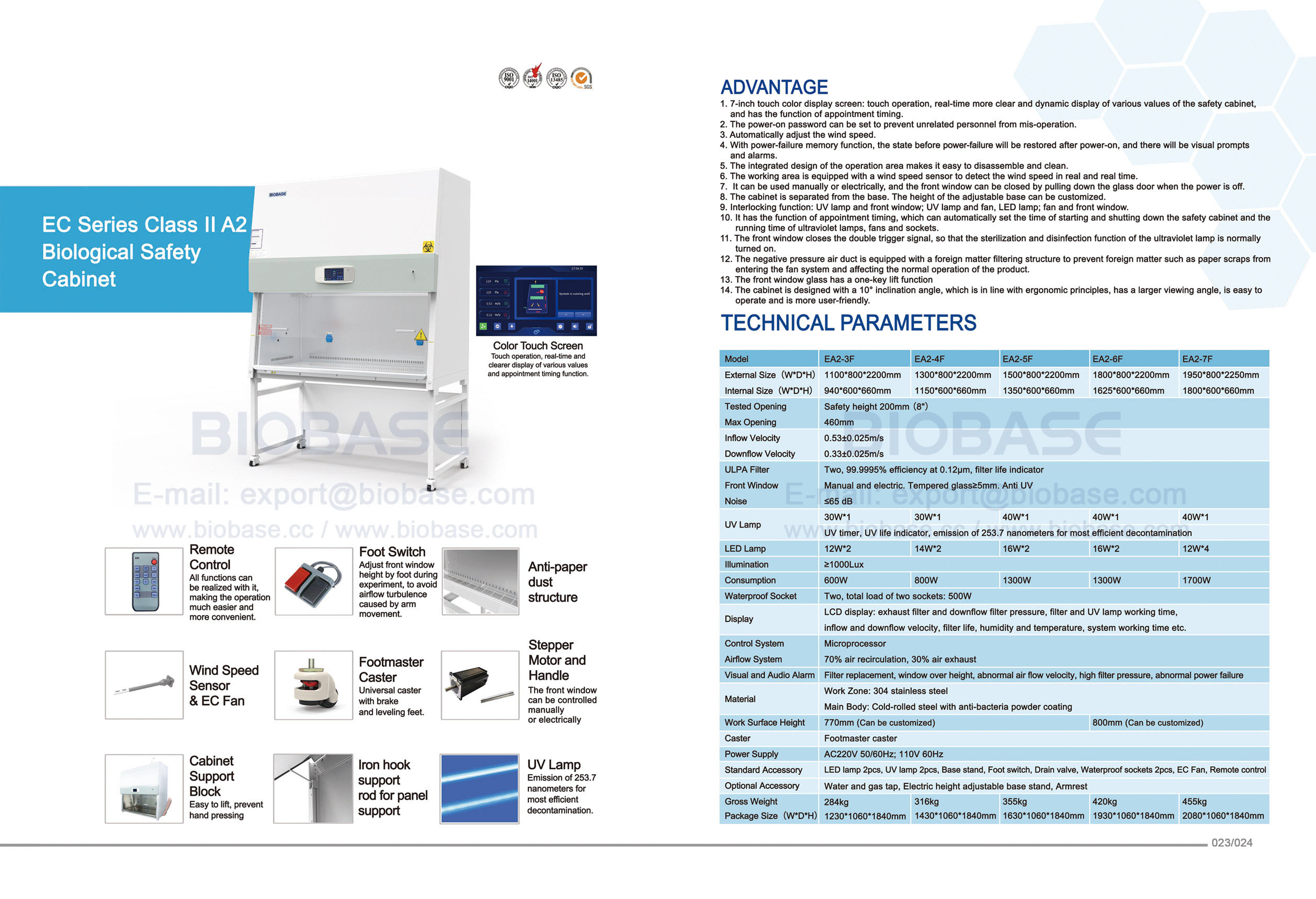 23-24 EC Series Class II A2 Cabinet EA2-3F & EA2-4F & EA2-5F & EA2-6F & EA2-7F