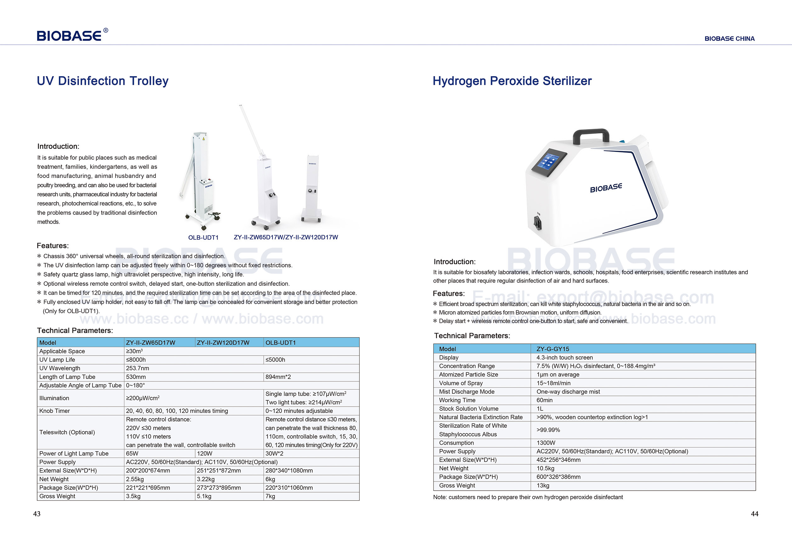 43-44 عربات الأطراف المطلية بالأشعة فوق البنفسجية والهيدروجين التعقيد بيروكسيد