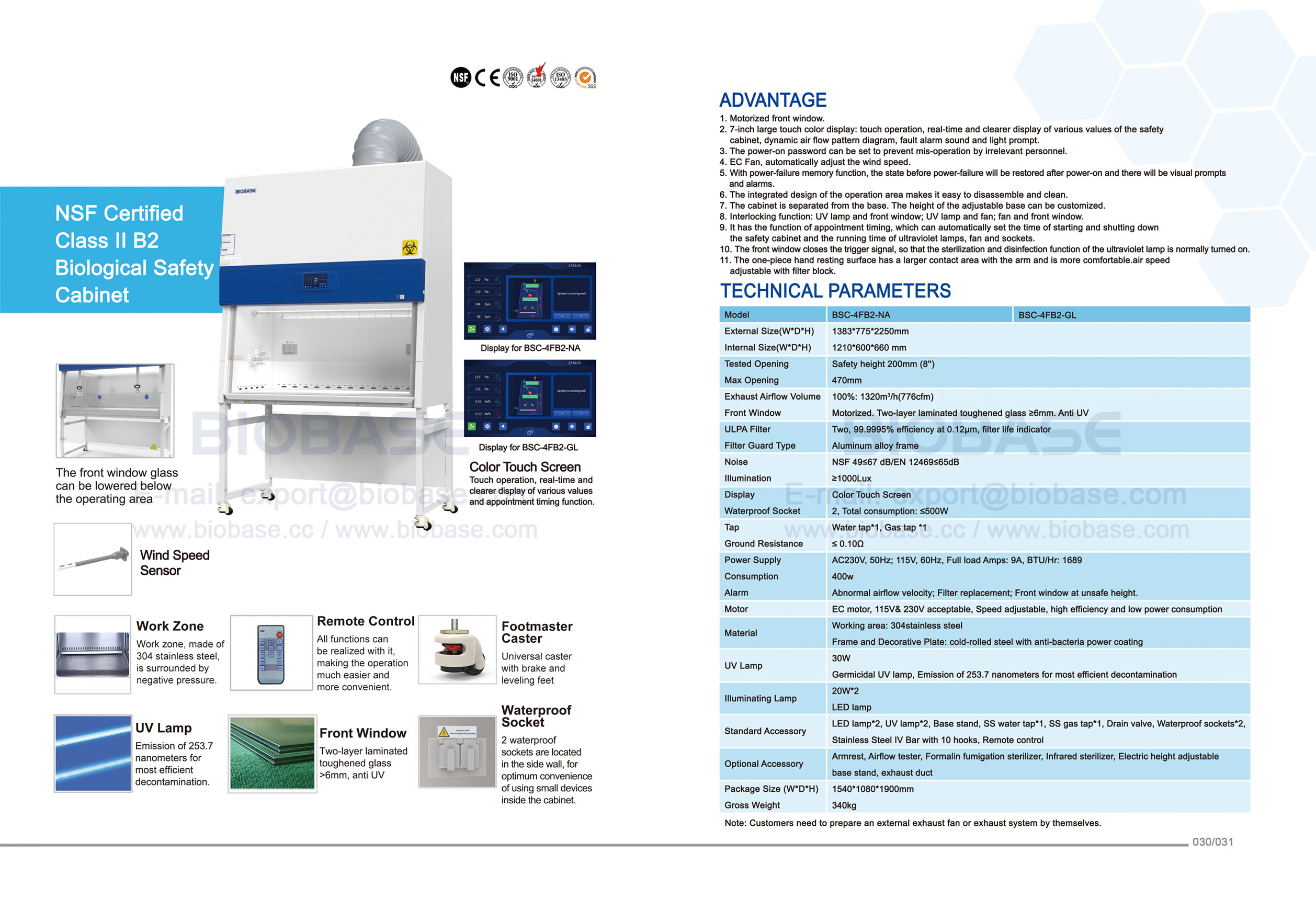 30-31 NSF Certified Class II B2 Cabinet 