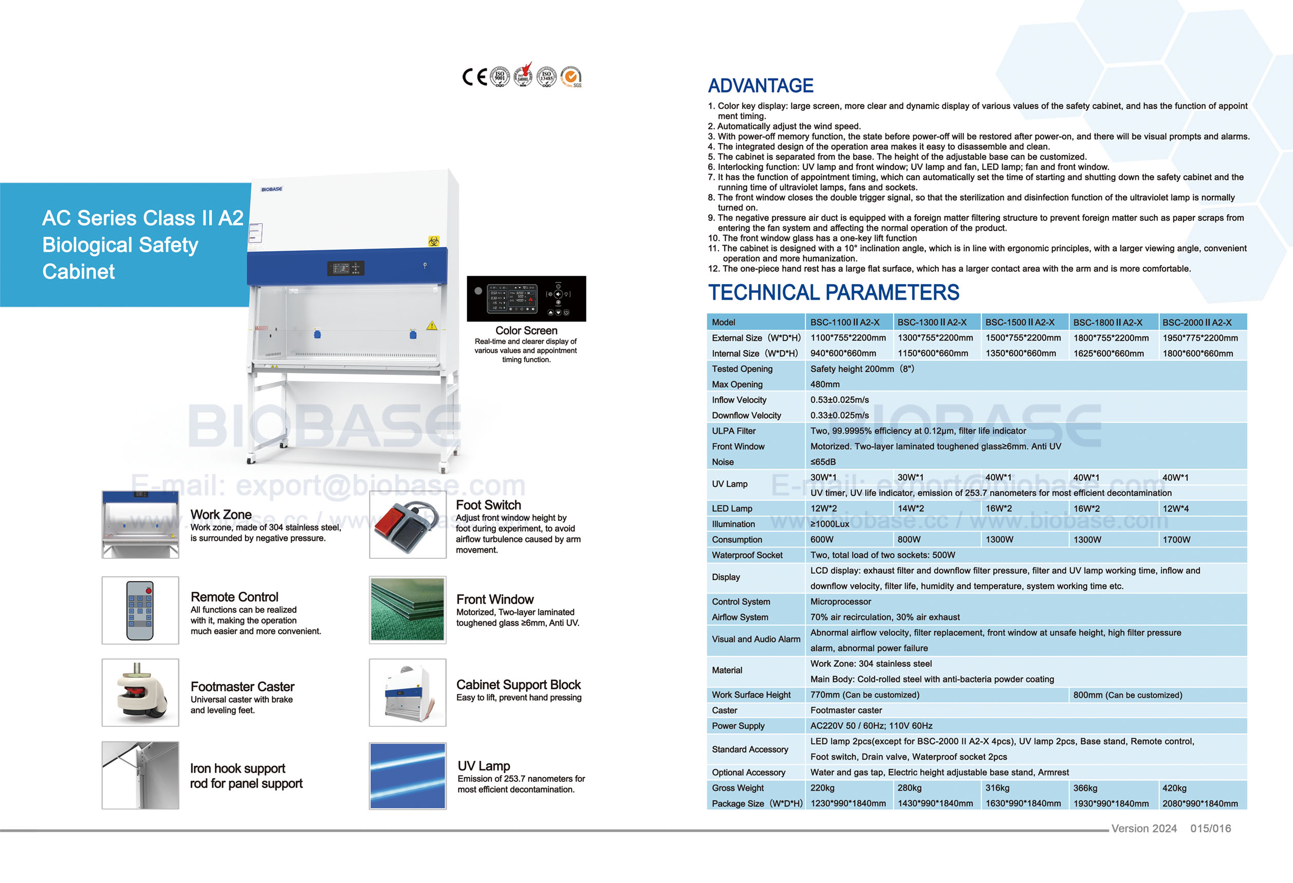 15-16 سلسلة AC فئة II A2 خزانة السلامة البيولوجية BSC-1100 II A2-X & BSC-1300 II A2-X & BSC-1300 II A2-X & BSC-1800 II A2-X & BSC-2000 II A2-X