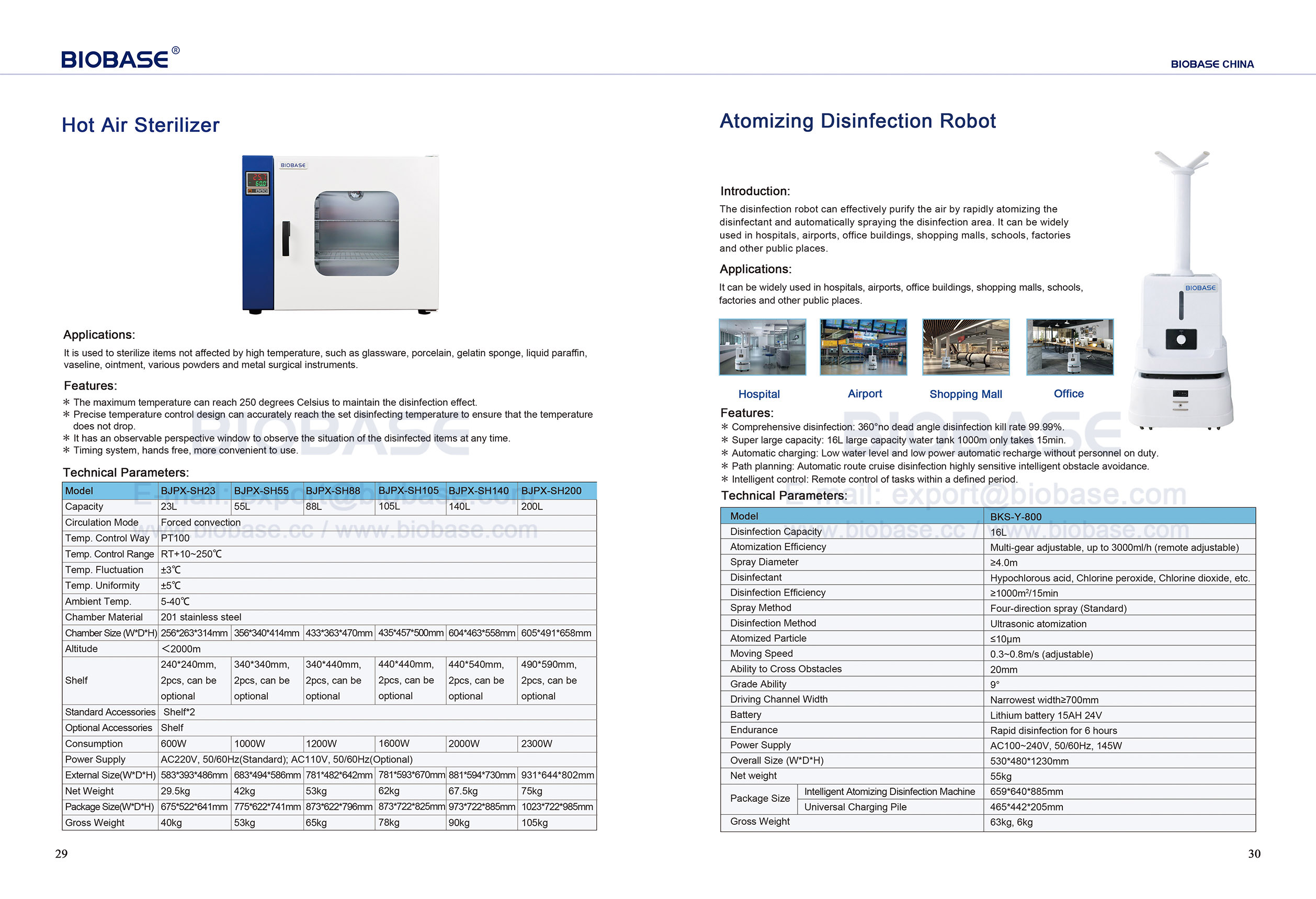 29-30 معقم الهواء الساخن وروبوت التطهير الذرات