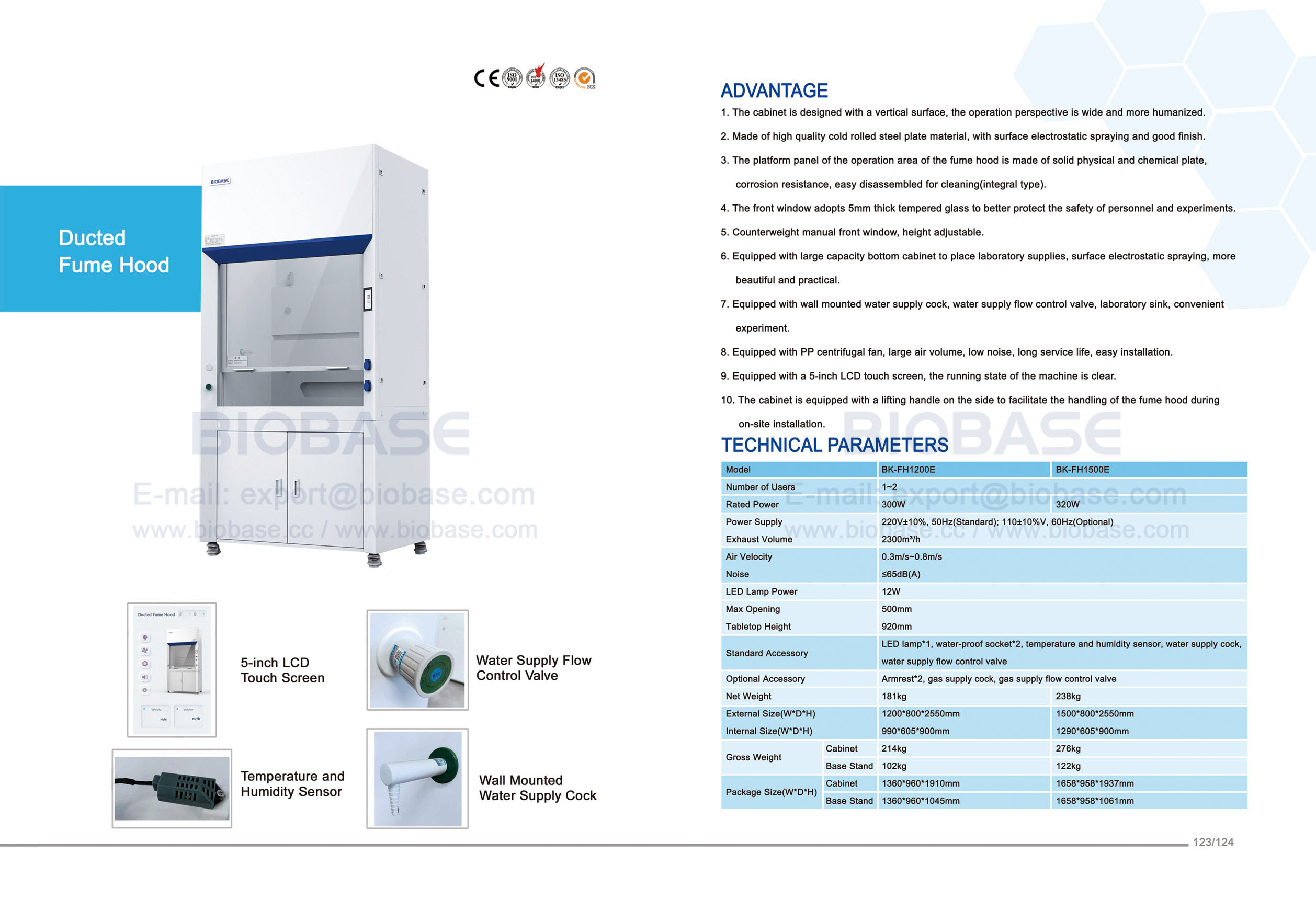 123-124 قفص Fume Hood BK-FH1200E
