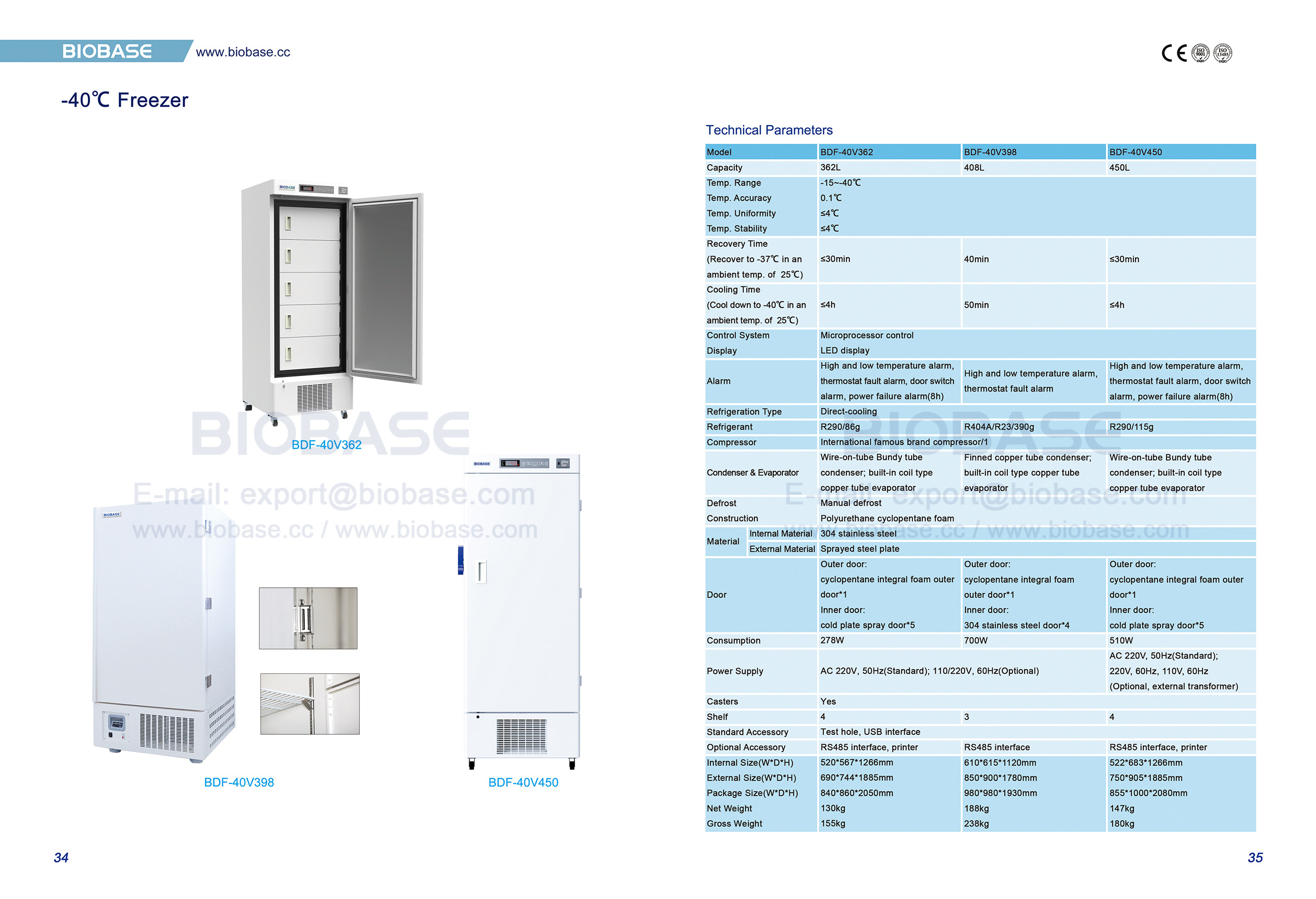 34-35 -40 ℃ الفريزر