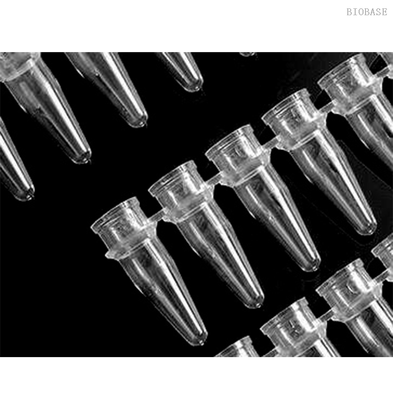 أنبوب PCR شفاف ذو 8 شرائط يمكن التخلص منه بغطاء مسطح 0.1 مل / 0.2 مل أنبوب PCR مع غطاء