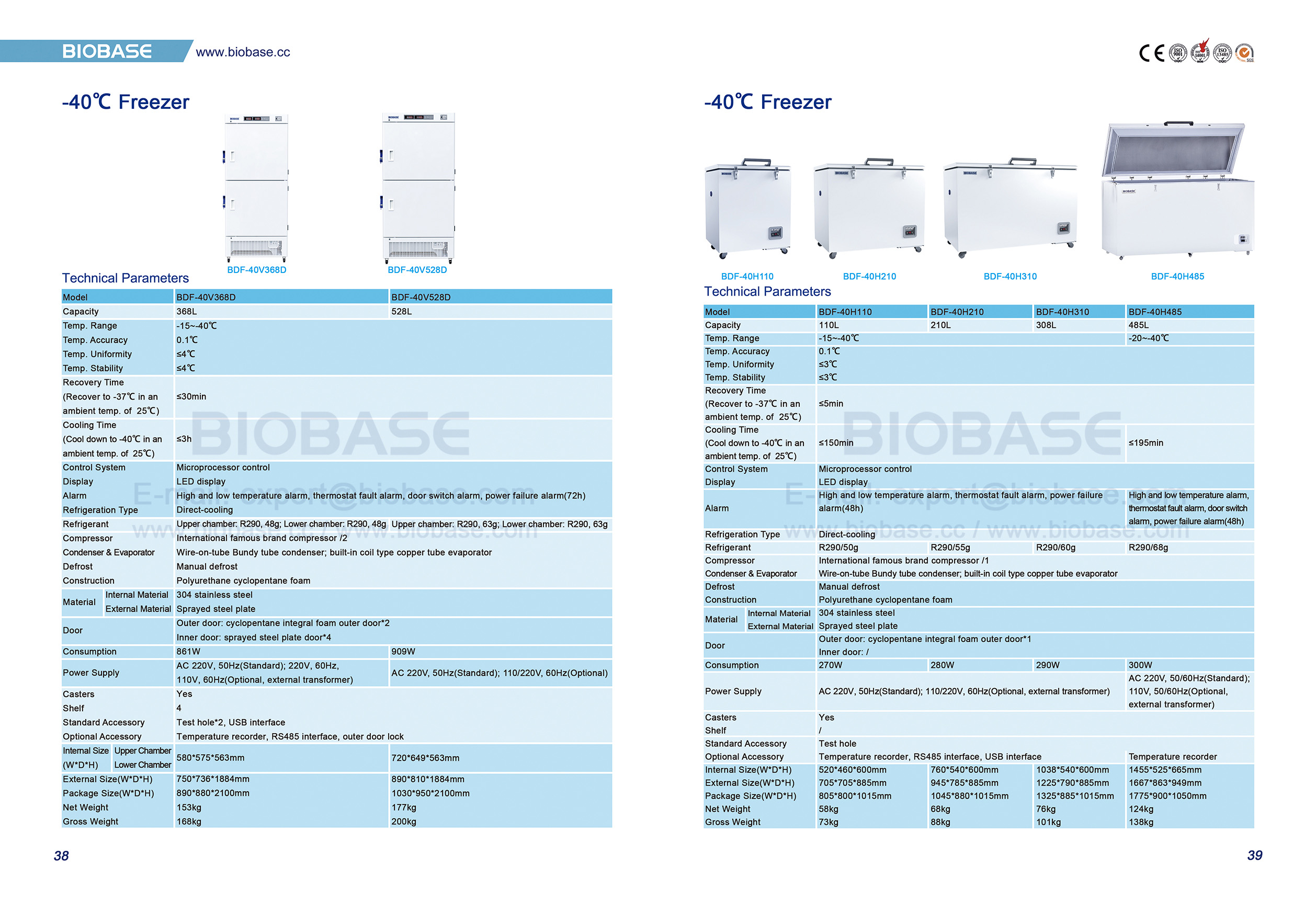 38-39 -40 ℃ الفريزر